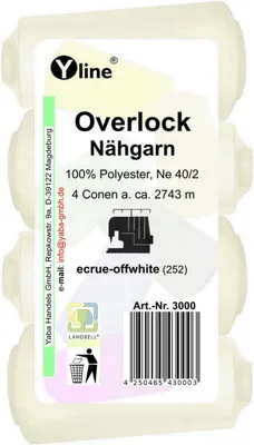Immagine prodotto di 4 bobine di filo per macchina da cucire overlock, 100% poliestere, color ecru