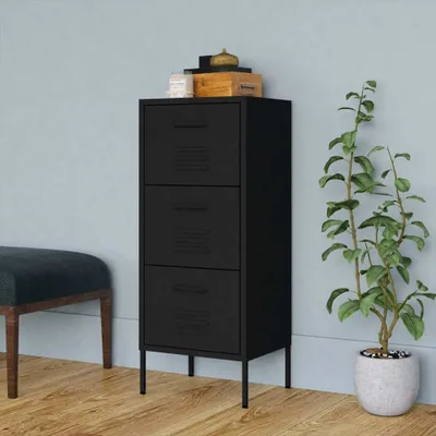 Produktbild von Möbel Lagerschrank Schwarz 42,5x35x101,5 cm Stahl - Kommoden &31223
