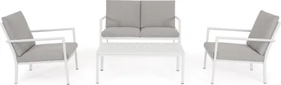 Produktbild von Moderner Garten-Lounge-Sessel Sofa Tisch aus Aluminium Konnor - Weiß