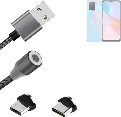 Produktbild von K-S-Trade Hochwertiges Magnet-Lade-kabel Sync-Kabel Daten-Kabel kompatibel mit Vivo Y21s mit USB-Typ-C-Anschluss und Micro-USB-Anschluss 2A bis zu