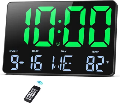 Digitale LED-Wanduhr 11,5 Zoll mit Fernbedienung, grün
