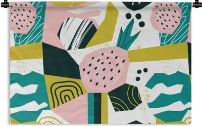 Produktbild von MuchoWow® Wandteppich Wandbehang Erdbeeren - Muster - Rosa 120x80 cm Tapisserie Dekoration Wandtuch - Wanddekorationen - Wandtücher
