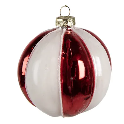 Produktbild von Clayre & Eef Weihnachtskugel Ø 8 cm Rot Weiß Glas
