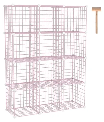 Productafbeelding van Omgoods - Wire Cube Storage - 12-Cube Organizer in Pink voor Slimme Opslag