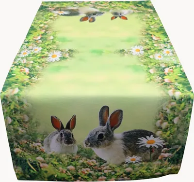 Produktbild von Tischwäsche mit Osterhasen grün Frühling Ostern 40 x 90 cm