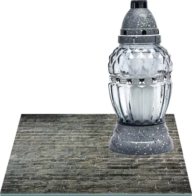 Zdjęcie produktu dla SZKLANA PODSTAWKA POD ZNICZE Z DEDYKACJĄ 40x40cm Mur 206h