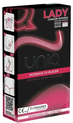 Zdjęcie produktu dla Uniq - Prezerwatyka Damska Bezlateksowa Prezerwatywy Dla Kobiet Z Pasem Do Ponczoch 3 Szt
