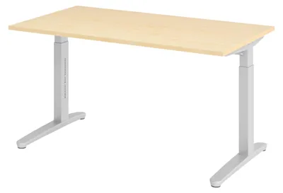 Produktbild von bümö Schreibtisch Serie-XB - Nachbildung Ahorn, Gestell: Silber, Größe:  140 x 80 cm