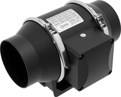 Obrázek produktu pro Odtahový ventilátor – Inline trubkový/kanálový ventilátor – Tichý 28 W – 220 V AC – EU zástrčka – Pro koupelnu/kuchyň – Černý