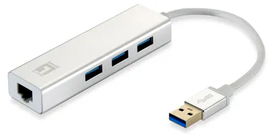 Produktbild von LevelOne USB-0503 Gigabit USB Netzwerkadapter mit USB Hub