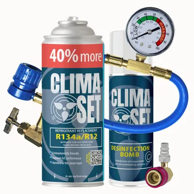 Zdjęcie produktu dla Zestaw do klimatyzacji samochodowej R134a 626g, odświeżacz do klimatyzacji, przewód z manometrem, adapter