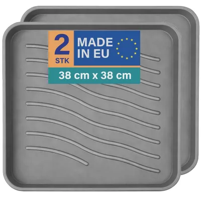 Produktbild von Schuhabtropfschale 38x38x2,5cm Anthrazit 2er-Pack, Schuhwanne mit hohem Rand, wasserdicht, robuste Abtropfmatte für Schuhe, Schutz vor Schmutz & Nässe