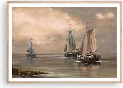Produktbild von Gerahmtes Poster - Rahmen in heller Eiche - Meer Boot Fischer - 100x70 cm - Wand Bild - Wanddeko - Wandbilder - Wandposter - Bilderrahmen - Bilder - Kunstdruck - Wandbild - P2NAA100x70-3514