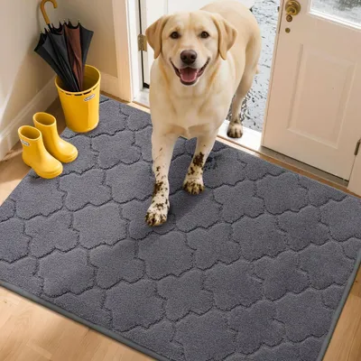 Immagine prodotto di Tappetino interno, 80 x 120 cm, grigio scuro, antiscivolo, lavabile in lavatrice, ideale per raccogliere lo sporco