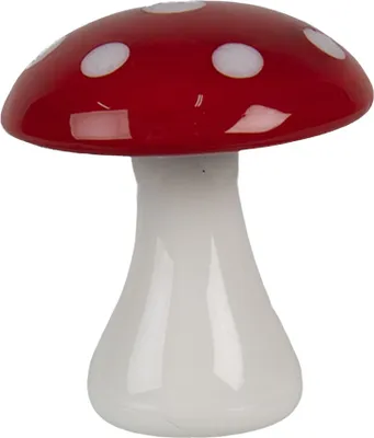 Image de Clayre & Eef Figurine de décoration Champignon Ø 4x4 cm Rouge Blanc Verre