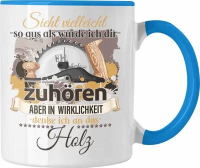 Produktbild von Trendation - Schreiner Geschenk Tasse Holzarbeiter Tischler Liebhaber Geschenkidee Lustiger Spruch (Blau)