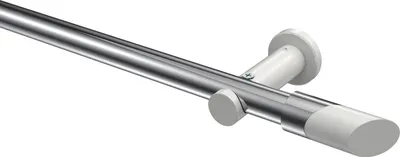 Produktbild von Interdeco Gardinenstange / Vorhangstange Chrom / Weiß, Typ Platon Verano (Schräge Bicolor) ohne Ringe, 20 mm Ø 1-läufig, 420 cm