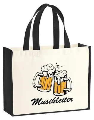 Produktbild von Huuraa Jutetasche Musikleiter Spielmannszug 21 Liter Black Jute und Baumwolle Einkaufstasche Geschenkidee