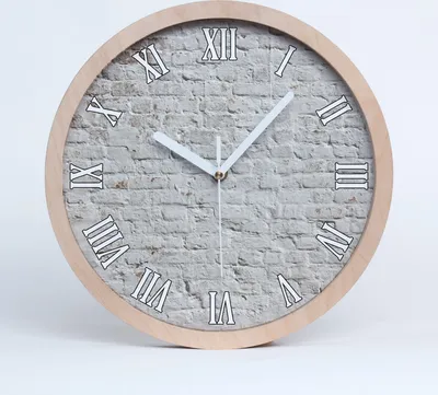Produktbild von Holzuhr 20fi cm wanduhr - weiße Spitzen - Ziegelwand