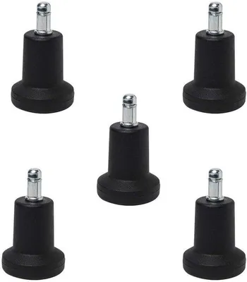 Zdjęcie produktu dla Zestaw 5 sztuk plastikowych nakładek na nogi krzeseł biurowych, Vaste Poten, Vloerdoppen, czarne, 50 x 82 mm
