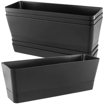 Produktbild von Set aus 4 Rechteckigen Blumentöpfen mit Untersetzer, 30.5 x 10 x 8.5 cm