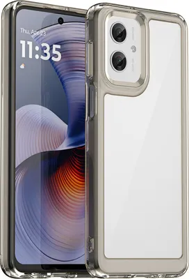 Image de Etui pour Motorola Moto G55 transparent, antichoc Etui de protection en silicone TPU gris titane