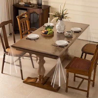 Productafbeelding van Transparante tafelkleed, 140x180 cm, PVC, afwasbaar, 0,17 mm dik, waterdicht, vuilafstotend, rechthoekig