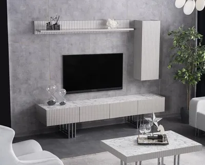 Produktbild von Sideboard Wandschrank Wohnwand TV Lowboard Wandregal Schrank Marmoroptik