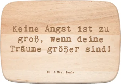 Produktbild von Mr. & Mrs. Panda Holzschneidebrett Spruch Angst überwinden - Transparent - Geschenk, Mut, Frühstücksbrettchen, Liebe, Mutmacher, Stärke, Zuversicht, Holzbrettchen, Trost
