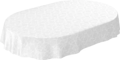 Produktbild von Tischdecke Wachstuch Blumen Weiß Robust Wasserabweisend Oval Breite 140 cm Länge 220 cm