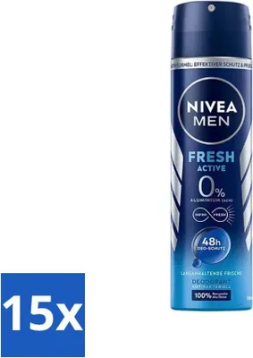 Produktbild von Nivea Men Deodorant Spray – Fresh Active – 48 Stunden Wirkung – 150 ml - Vorteilspack - 15 Stücke