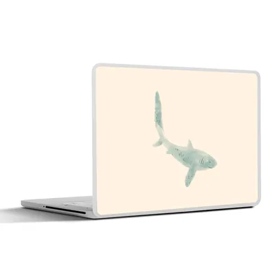 Produktbild von MuchoWow® Laptop Aufkleber Sticker Cover Fisch - Meer - Grau - Aquarell 30x22 cm - Laptop-Sticker