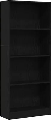 Obrázek produktu pro vidaXL Knihovna, černá, vzhled dubu, 60 x 24 x 143 cm, dřevotřísková deska
