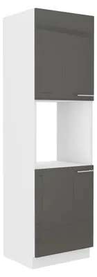 Produktbild von Küchen Hochschrank 60 cm Lara Grau Hochglanz Küchenzeile Küchenblock Küche