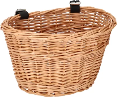 Produktbild von KOTARBAU® Mini Fahrradkorb aus Weidengeflecht mit Gurtbefestigung Naturfarbe