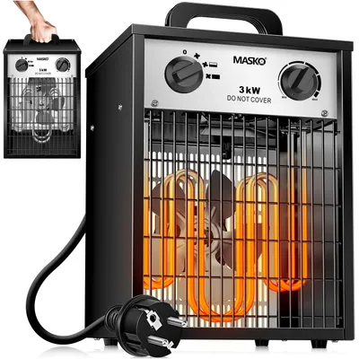 Produktbild von MASKO® Elektroheizer Heizlüfter Bauheizer mit integriertem Thermostat elektrisch Heizgerät mit 3 Heizstufen Heizgebläse für Innen- und Außeneinsatz Überlastschutz Elektroheizgebläse