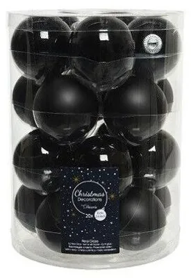 Produktbild von Weihnachtsbaumkugeln Glas Ø 6 cm 20 Stück schwarz glänzend/matt