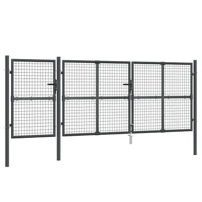 Image de vidaXL Portail de jardin en maille Anthracite 400x175 cm Acier galvanisé