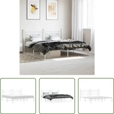 Produktbild von The Living Store Bettgestell mit Kopfteil Metall Weiß 183x213 cm