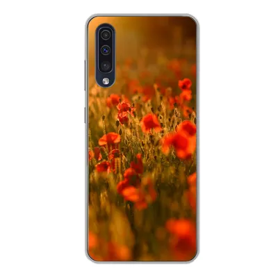 Produktbild von MuchoWow® Handyhülle Schutzhülle Hülle für Samsung Galaxy A50 Orangefarbenes Leuchten über den Mohnblumen auf dem Feld Silikon Softcase Handy Hülle - Mobiltelefonhülle
