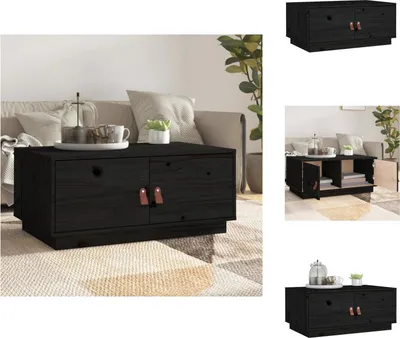 Produktbild von vidaXL Couchtisch Schwarz 80x50x35 cm Massivholz Kiefer -  Couchtische