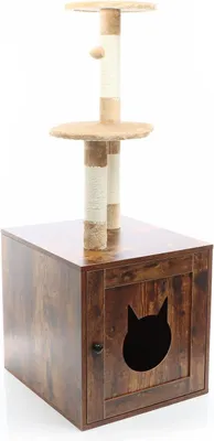 Produktbild von Kratzbaum 125 cm, vintagebraun, mit Katzenhaus, Spiel- und Ruheplatz für Katzen