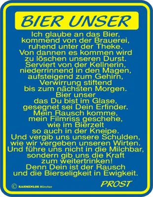 Produktbild von Bier Unser Blech-Schild Blechschild mit Spruch 17x22 cm