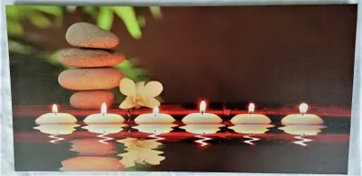 Produktbild von LED Wandbild beleuchtet Schwimmkerzen Feng Shui Steine 30 cm x 60 cm