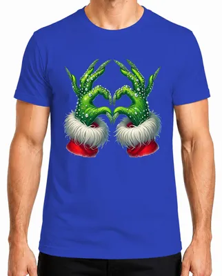 Produktbild von Grinch Hände Herz Glitzer Weihnachten Xmas Ugly Christmas Sweater Herren T-Shirt, Blau, L