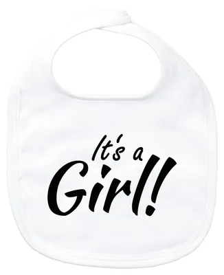 Produktbild von Huuraa Baby Lätzchen It`s a Girl! Schriftzug White Klettverschluss  Baumwolle Latz Geschenkidee