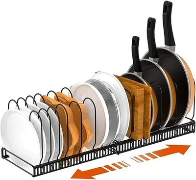 Produktbild von Famanu Pannendekselhalter mit 10 verstellbaren Fächern - Schwarz
