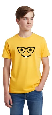 Produktbild von Spreadshirt Emoticon Schlauberger Kostüm Karneval Gruppenkostüm Teenager Premium T-Shirt, 146/152 (10 Jahre), Sonnengelb