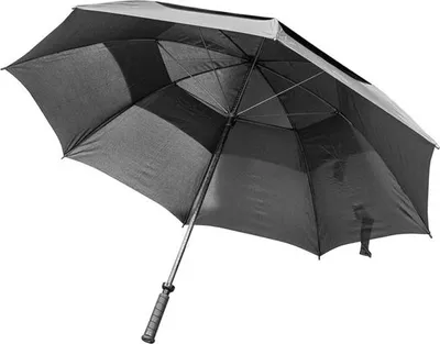 Image de Parapluie de golf Longridge à double toile, noir, coupe-vent, 152 cm