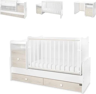 Produktbild von Lorelli Babybett Trend Plus 70x160cm Schreibtisch Kinderbett Schubladen Kommode hellbraun